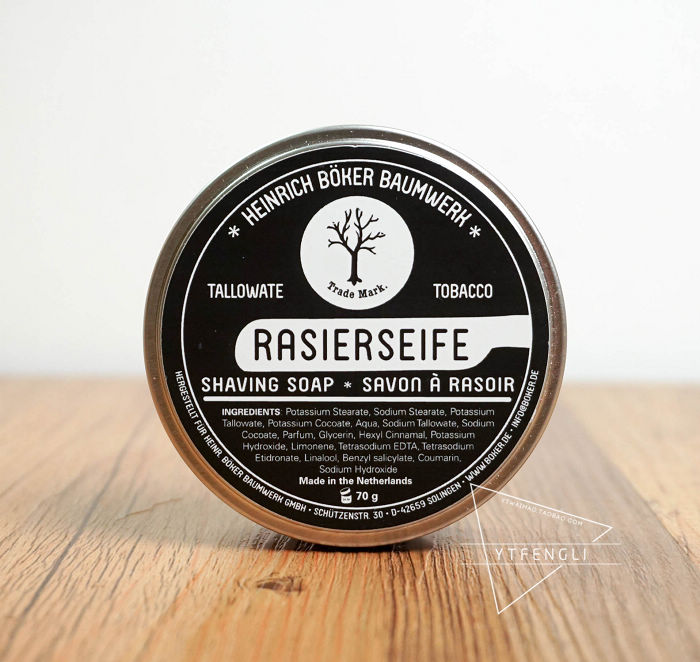 Extruded box boker tobacco flavor tallow shaving soap