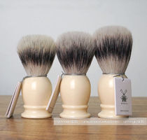 German high-end brand silver tip synthetic fiber slapped foam shaving brush resin ivory handle