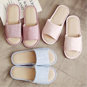 【穿着穿柔软！】亚麻家居情侣拖鞋