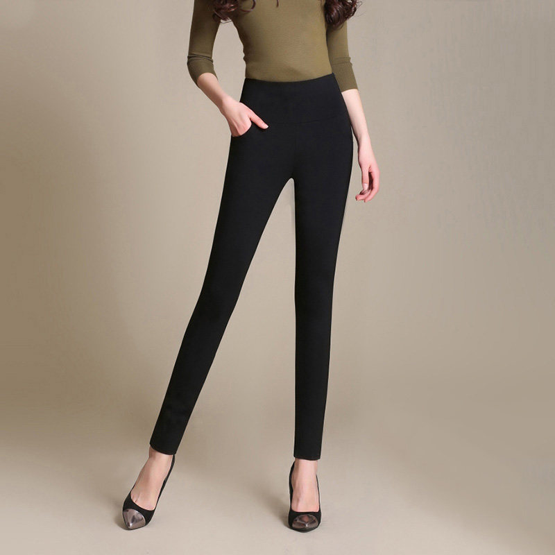 Spring and Autumn wearing pants lady large-code pencil pants tight pants high waist thin black lean little feet