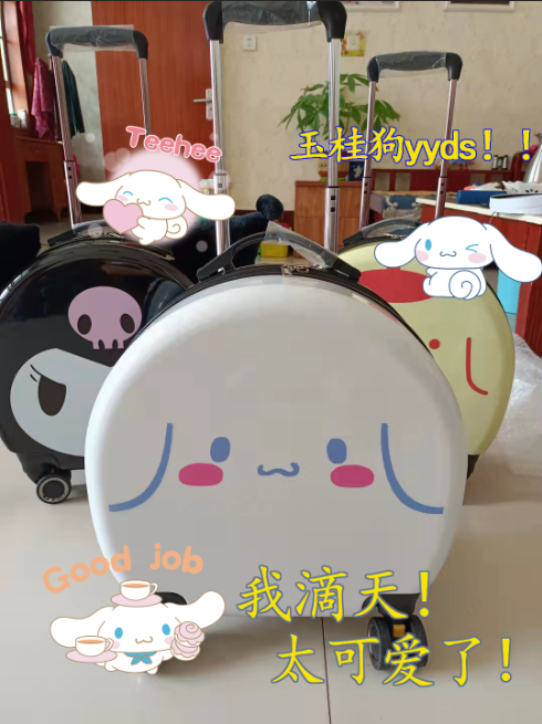 Three Lull Culometer suitcases 20 inches Lakebox woman cute fashion den case 18 inch jade Gui dog suitcase