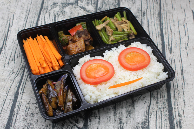 1000ml hộp ăn nhẹ dùng một lần năm hộp bán takeaway bao bì hộp nhựa hộp ăn trưa gói kinh doanh hộp ăn trưa - Hộp cơm điện sưởi ấm hộp cơm hâm nóng magic