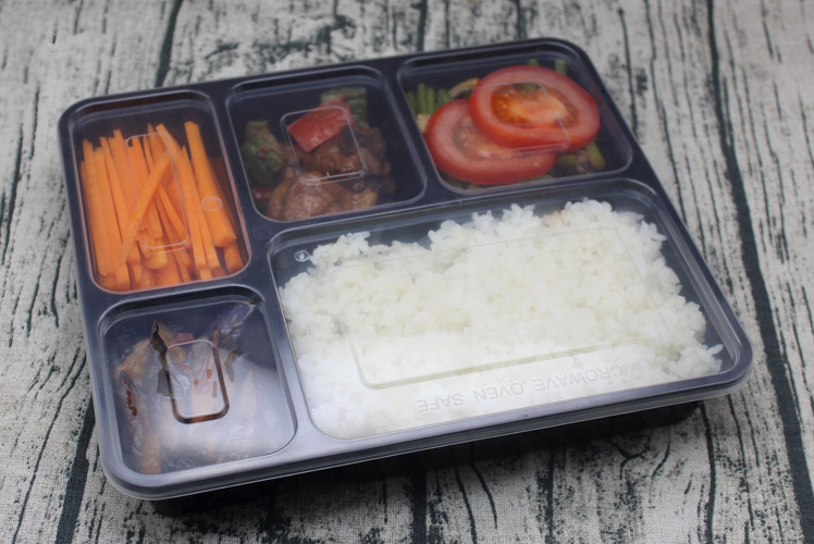 1000ml hộp ăn nhẹ dùng một lần năm hộp bán takeaway bao bì hộp nhựa hộp ăn trưa gói kinh doanh hộp ăn trưa - Hộp cơm điện sưởi ấm hộp cơm hâm nóng magic