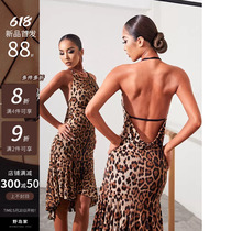 ZYM2227 dress backless large swing skirt Latin dance practice clothing adult womens one-piece dress with underwear for women