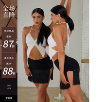 ZYM2407 (Butterfly Fable) halter neck halter top with straps for Latin dance advanced practice clothes X-shaped version looks slim