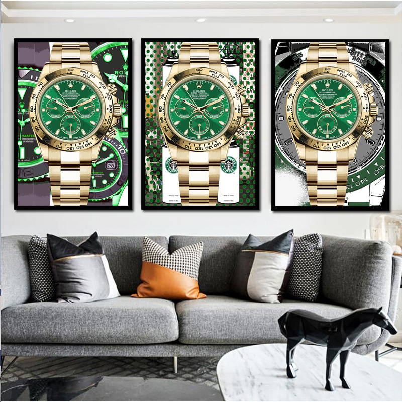 Rolex Illustration, Famous Watch Store, Watch Shop, Decorative Painting, Luxury Goods Counter, Graffiti, Abstract Rainbow, Green Submariner, Hanging