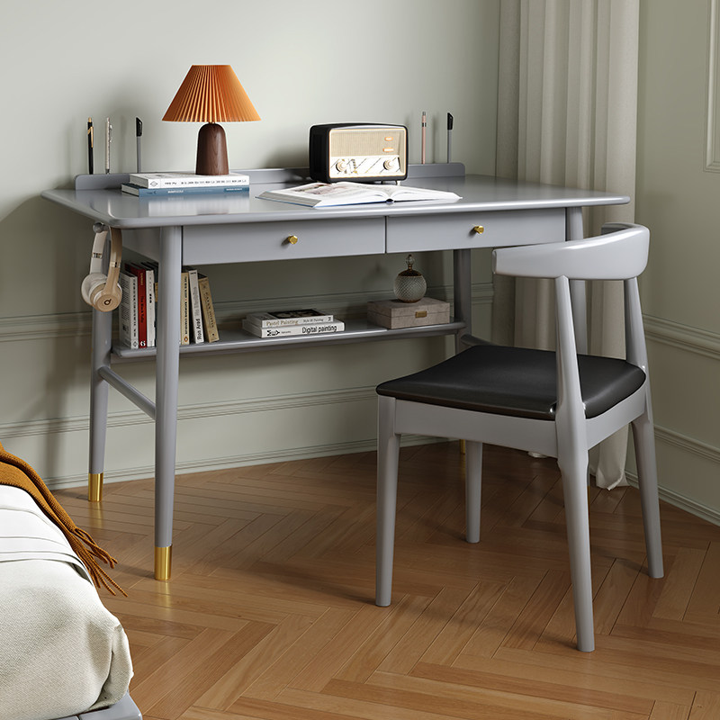 Nordic solid wood desk modern minimalist log desk simple flat computer desk light luxury home study desk - Taobao