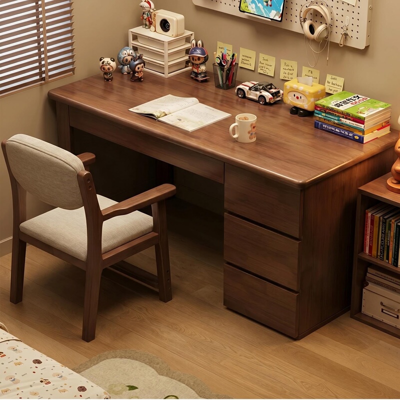 Solid Wood Desk with Cabinet, Simple Home Office Desk with Drawers, Study Desk, Writing Desk, Bedroom Work Desk Solid Wood Desk with Cabinet, Simple Home Office Desk with Drawers, Study Desk, Writing Desk, Bedroom Work Desk