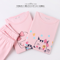 Three-Pin Fall Pure Cotton Leka Underwear Girl Cartoon Printed Autumn Clothes Autumn Pants Suit CUHK Child Teen Pyjamas