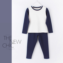 Three-pin children warm underwear suit baby suede pure cotton autumn clothes autumn pants with childrens home clothes autumn and winter