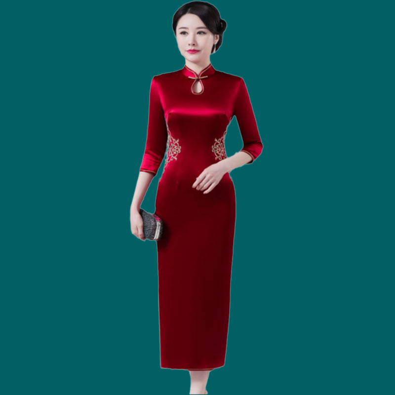 Spring and Summer Acetate Cheongsam for Mother-In-Law's Wedding Banquet 2025 New Style Young Mother's Wedding Dress Elegant and Stylish