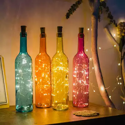 Wine bottle light ins net red light New year color light Flashing light string starry girl heart decorative light Birthday gift light