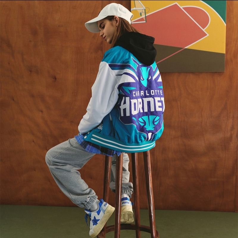 Starter Nba Co-Branded Hornets Retro Trendy American Hip-Hop Loose Baseball Jacket