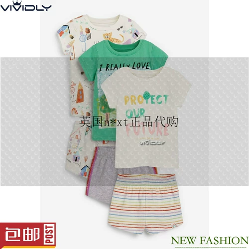 Next, хлопковая пижама, летние мелки, детские шорты, комплект, (в наличии на складе), 2-3 лет