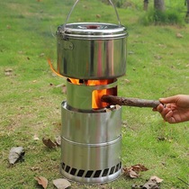 Outdoor small stoves Pots and pans Cookers Portable full set of equipment Outdoor cooking camping picnic supplies Firewood stove