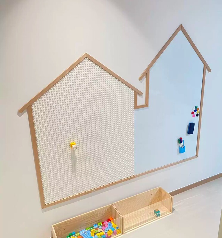 Solid Wood Frame Large Particle Baby Building Block Wall Blackboard Wall Two-In-One Boys and Girls Toy Building Block Background Graffiti Wall