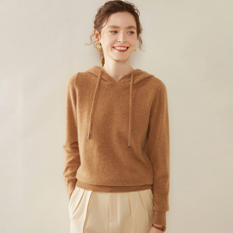 Cashmere Hooded Solid Color Sweatshirt New Skin-Friendly Wool Loose Sweater Base Layer Women's Inner Wear Winter Knitted Hoodie Cashmere Hooded Solid Color Sweatshirt New Skin-Friendly Wool Loose Sweater Base Layer Women's Inner Wear Winter Knitted Hoodie