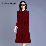 Ellen Jacquard A-line váy 2018 mùa thu mới retro mẹ trang trí váy cưới kích thước lớn ăn mặc