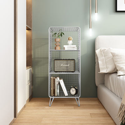 Nordic floor-standing iron bookshelf, display rack beside sofa, small storage cabinet by bay window, bedside table in bedroom