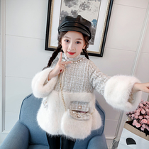 Girls fashionable padded cotton cotton girl coat childrens foreign style small fragrant style coat autumn and winter clothes 2021 New Korean version