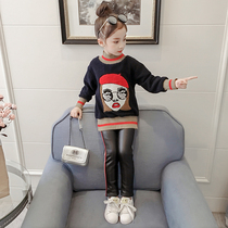 Children plus velvet sweater 2021 new winter Korean childrens clothing little girl thick autumn winter foreign style girl coat