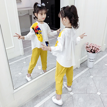 Girls spring clothing suit 2022 new Korean version CUHK Childrens little girls clothing ultra-foreign air net red Two sets of red