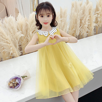 Girls dress 2021 summer new Korean version of foreign-style mesh princess skirt sleeveless gauze dress