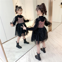 Girl dress plus velvet princess big child girl foreign autumn winter long sleeve thick children female small fragrant Wind Autumn dress