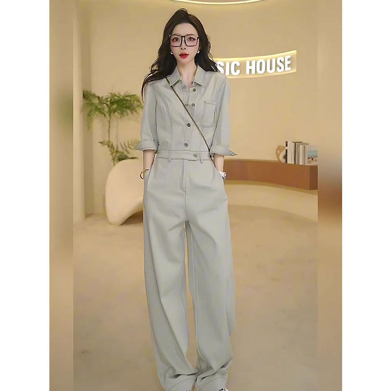 Gray Luxury High-End Jumpsuit for Women, Summer 2026, Trendy Hot Item, Elegant and Slimming Jumpsuit