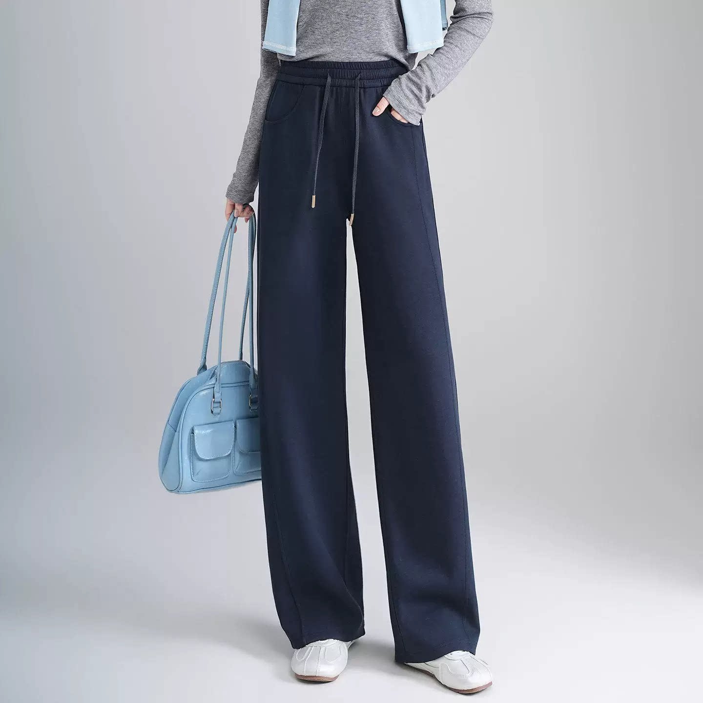 【春夏薄款】2026年新款五只白鹅樱花裤莱赛尔天丝抗皱休闲直筒裤