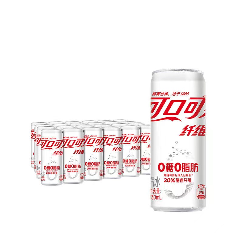 Coca-Cola dietary fiber sugar-free soda 330mlX24 canned whole box 0 fat coke carbonated drink-Taobao