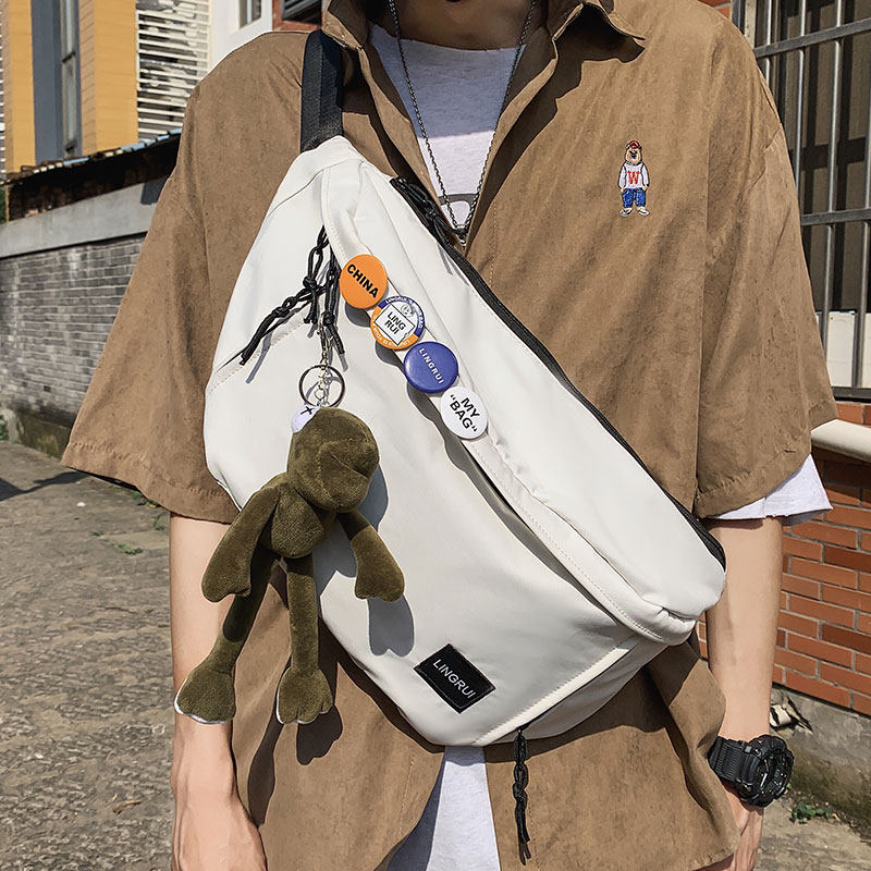 Inclined Satchel Bag Men's Large Capacity Sports Money Trend Single Shoulder Bag Casual Chest Bag Student Travel Post-Shoulder Bag Tooling Package Bag