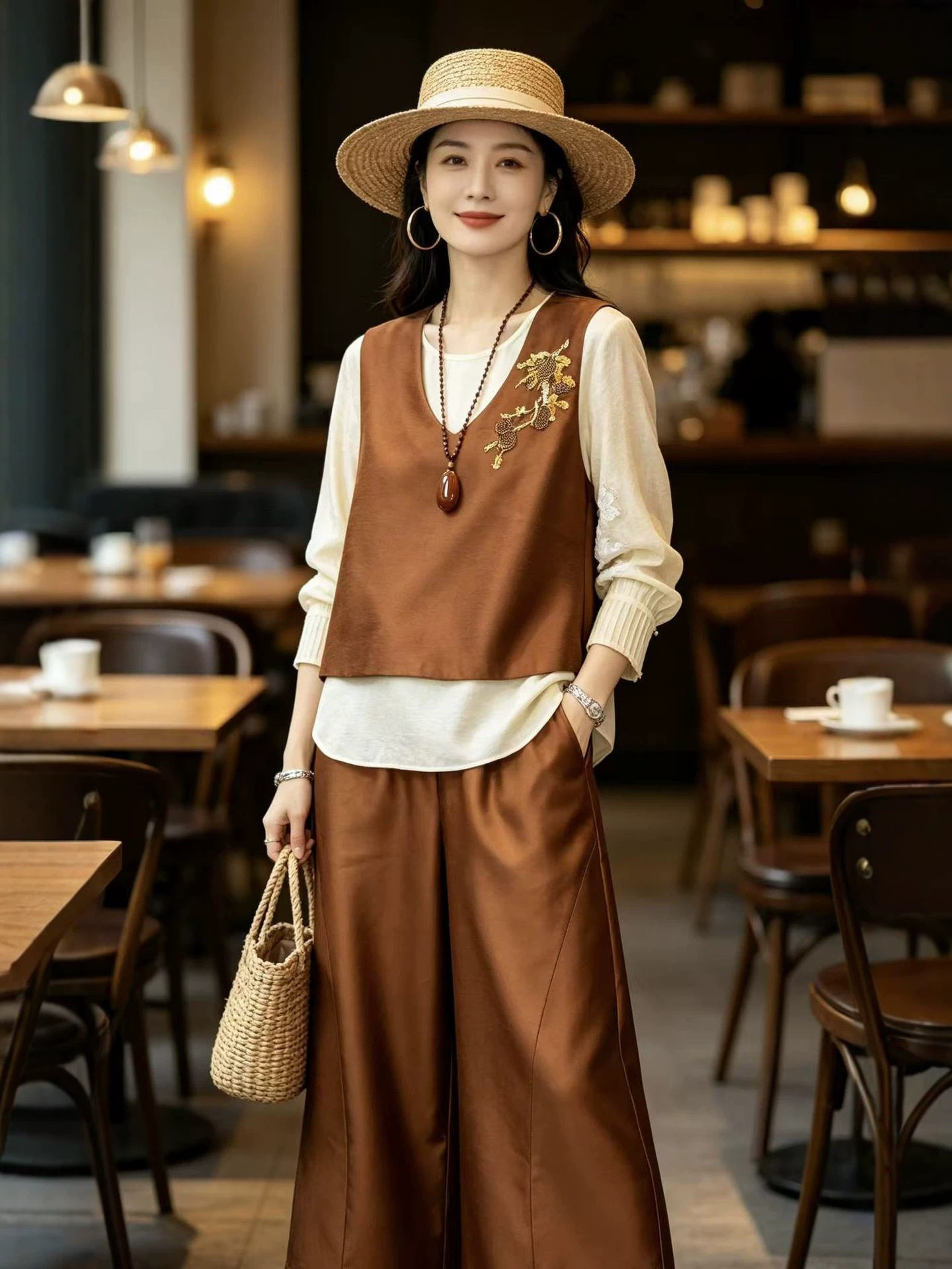 New Chinese style national style women's rayon heavy embroidery ancient method embroidery beaded vest retro sleeveless waistcoat top suit