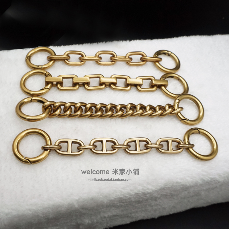 Distressed Bronze-Colored Extension Chain, Extended Bag Strap Chain, Short Bag Strap Converted to Crossbody Chain, Underarm Metal Bag Strap Distressed Bronze-Colored Extension Chain, Extended Bag Strap Chain, Short Bag Strap Converted to Crossbody Chain, Underarm Metal Bag Strap