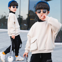 British Next Kiss boys sweater 2020 autumn new Korean version plus velvet thickening medium and large childrens bottoming shirt tide