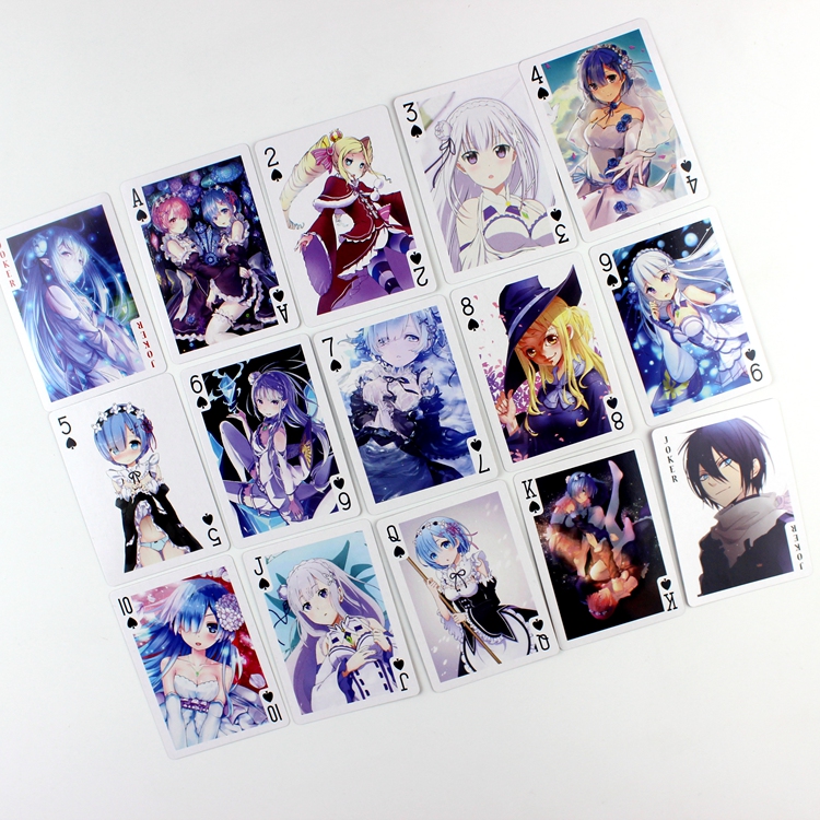 Re: Thế giới khác nhau cuộc sống từ đầu Rem Lam Poker phim hoạt hình anime thẻ ngoại vi thẻ chơi sticker cute đồ ăn