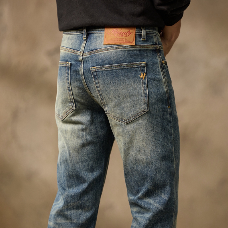 Autumn and Winter New Style American Retro Denim Washed Slim Straight Jeans for Men, Distressed Elastic Business Casual Trousers Autumn and Winter New Style American Retro Denim Washed Slim Straight Jeans for Men, Distressed Elastic Business Casual Trousers