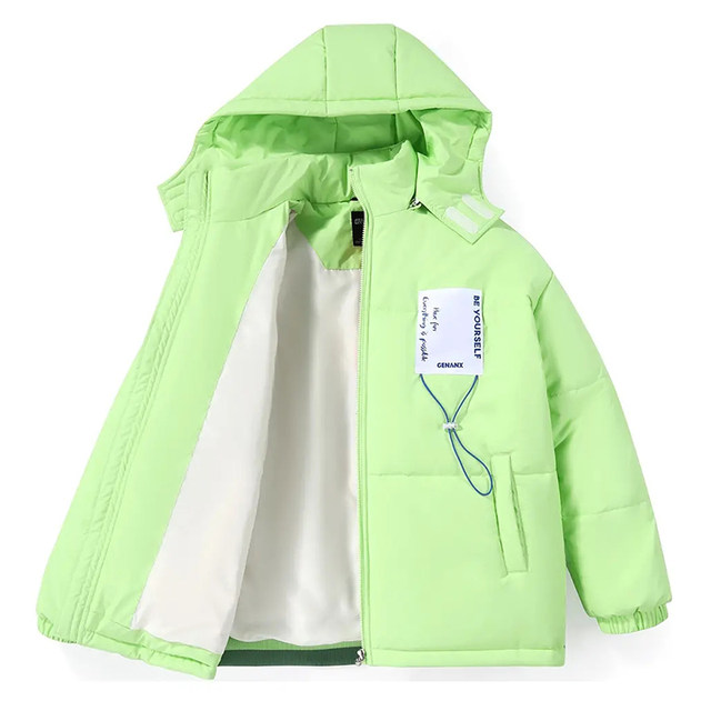 GENANX Lightning Trendy Brand Couple Style Hooded Jacket Winter New Loose Simple Solid Color Cotton Jacket