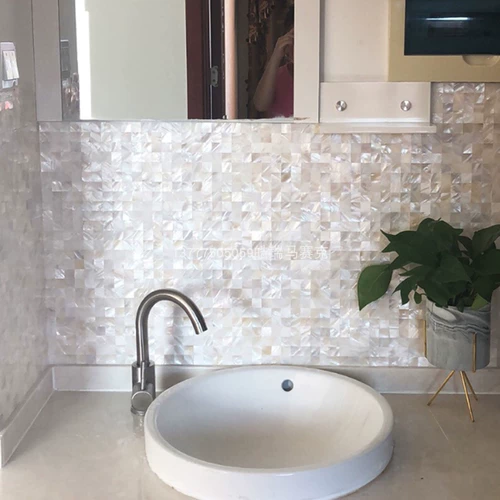 Белая раковина мозаичная плитка натуральная ванная комната для ванной пруды батон