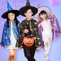 Halloween children cos costume Boy Witch cloak kindergarten performance area material magician cloak props