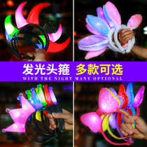 Luminous headband female bow light luminous headdress hair card Net red rabbit ear head hoop hairclip with light