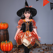 Halloween Childrens Costume Kindergarten Girl Witch Performance Clothes Set Performance Props Little Girl Costume