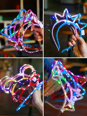 Hairband luminous net red headdress with light Rabbit personality hairband children's cute hairpin small toy hairpin