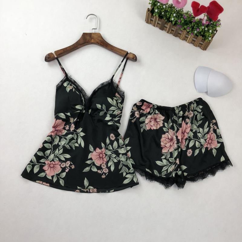 Của phụ nữ Đồ Ngủ Mùa Hè Mỏng Sexy Ren Halter Shorts Set In Lỏng Nhà Dịch Vụ của Phụ Nữ New Wearable