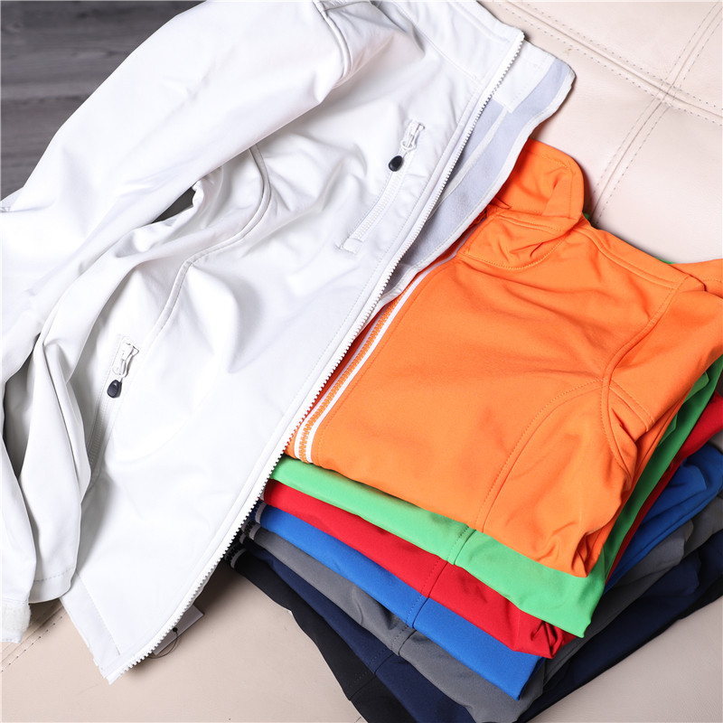 Foreign trade clearance large size women's outdoor soft shell fleece jacket composite warm jacket waterproof with large size C white