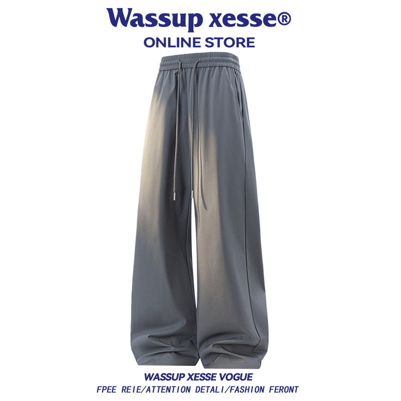 Wassup Xesse Men's Pants Ice Silk Cool Quick-Dry Summer Versatile Straight Loose Wide-Leg Long Pants Wassup Xesse Men's Pants Ice Silk Cool Quick-Dry Summer Versatile Straight Loose Wide-Leg Long Pants