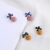 South Korea Super fairy small bow earrings personality simple small hair ball earrings earrings earrings earrings earrings ear clip female