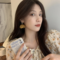 Yellow fabric flower Super fairy ear decoration French romantic gentle temperament Mori earrings mosquito coil mosquito plate earrings earring ear clip