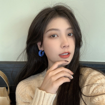 Blue Earrings Earrings Earrings Small Crowd Personality Minimalist Fashion South Korea Nets Red Temperament Sweet and Earned Ear Clips