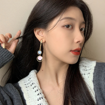 Polo spot tassel earrings female temperament long face thin earrings design sense Super Fairy earrings without ear hole ear clip